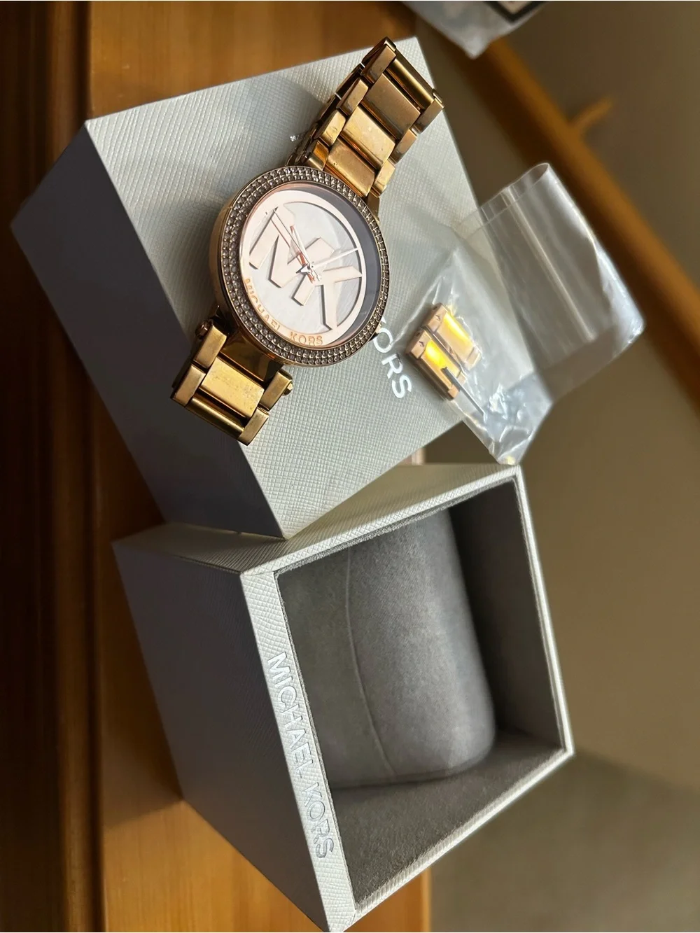 Michael Kors Rose Gold Tone Crystal Accent Women's Bracelet Watch
